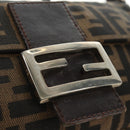 FENDI Zucca Canvas Mamma Baguette Shoulder Bag Black Brown Auth 186044SAM-19