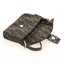 FENDI Zucca Canvas Mamma Baguette Shoulder Bag Black Brown Auth 186044SAM-21