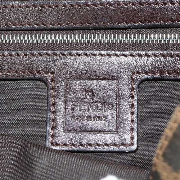 FENDI Zucca Canvas Mamma Baguette Shoulder Bag Black Brown Auth 186044SAM