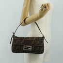 FENDI Zucca Canvas Mamma Baguette Shoulder Bag Black Brown Auth 186044SAM-28