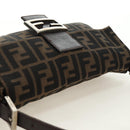 FENDI Zucca Canvas Mamma Baguette Shoulder Bag Black Brown Auth 186044SAM-6
