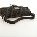 FENDI Zucca Canvas Mamma Baguette Shoulder Bag Black Brown Auth 186044SAM-7