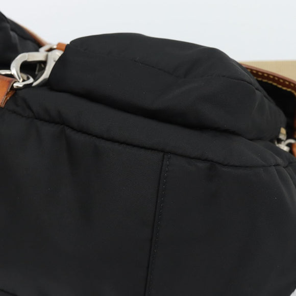 Miu Miu Shoulder Bag Nylon Black Silver Auth 186046A