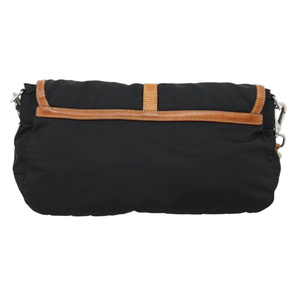 Miu Miu Shoulder Bag Nylon Black Silver Auth 186046A