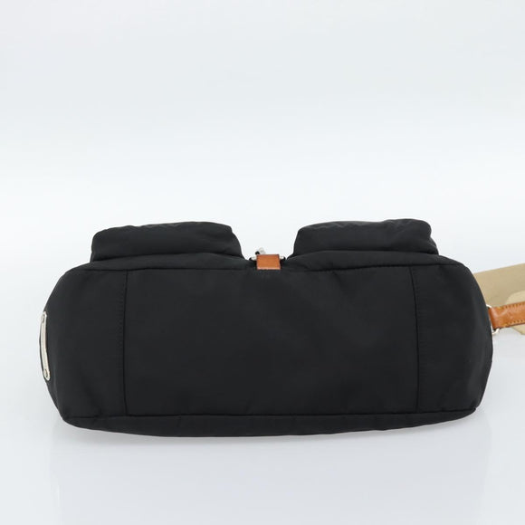 Miu Miu Shoulder Bag Nylon Black Silver Auth 186046A