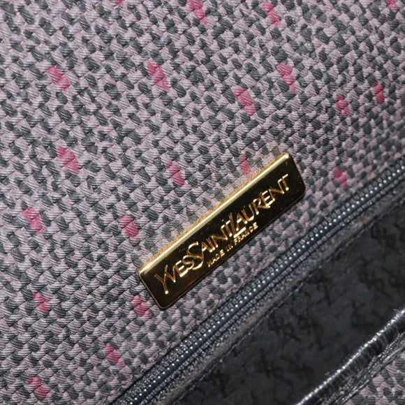 SAINT LAURENT Shoulder Bag PVC Canvas Purple Gold Auth 186047A