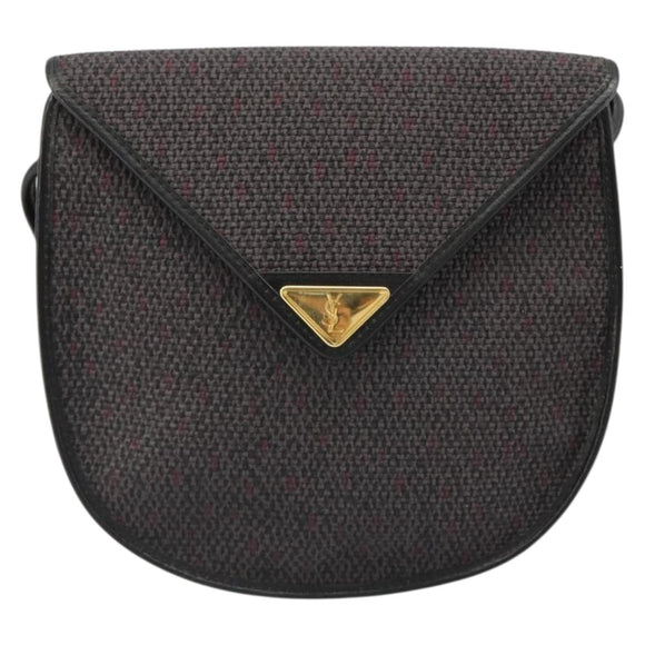 SAINT LAURENT Shoulder Bag PVC Canvas Purple Gold Auth 186047A