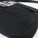 FENDI Mamma Baguette Shoulder Bag Cotton jersey Black Silver Auth 186048-10