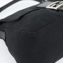 FENDI Mamma Baguette Shoulder Bag Cotton jersey Black Silver Auth 186048-11