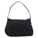 FENDI Mamma Baguette Shoulder Bag Cotton jersey Black Silver Auth 186048-3