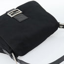 FENDI Mamma Baguette Shoulder Bag Cotton jersey Black Silver Auth 186048-6