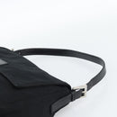 FENDI Mamma Baguette Shoulder Bag Cotton jersey Black Silver Auth 186048-8