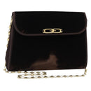 GUCCI Chain Shoulder Bag Velor Brown Gold Auth 186050A-1