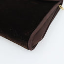 GUCCI Chain Shoulder Bag Velor Brown Gold Auth 186050A-9