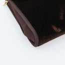 GUCCI Chain Shoulder Bag Velor Brown Gold Auth 186050A-14