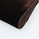 GUCCI Chain Shoulder Bag Velor Brown Gold Auth 186050A-15