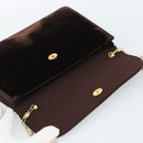 GUCCI Chain Shoulder Bag Velor Brown Gold Auth 186050A-10