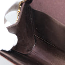 GUCCI Chain Shoulder Bag Velor Brown Gold Auth 186050A-18