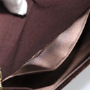 GUCCI Chain Shoulder Bag Velor Brown Gold Auth 186050A-19