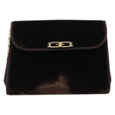 GUCCI Chain Shoulder Bag Velor Brown Gold Auth 186050A-13