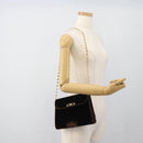 GUCCI Chain Shoulder Bag Velor Brown Gold Auth 186050A-20