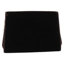 GUCCI Chain Shoulder Bag Velor Brown Gold Auth 186050A-2