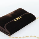 GUCCI Chain Shoulder Bag Velor Brown Gold Auth 186050A-6