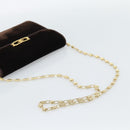 GUCCI Chain Shoulder Bag Velor Brown Gold Auth 186050A-7