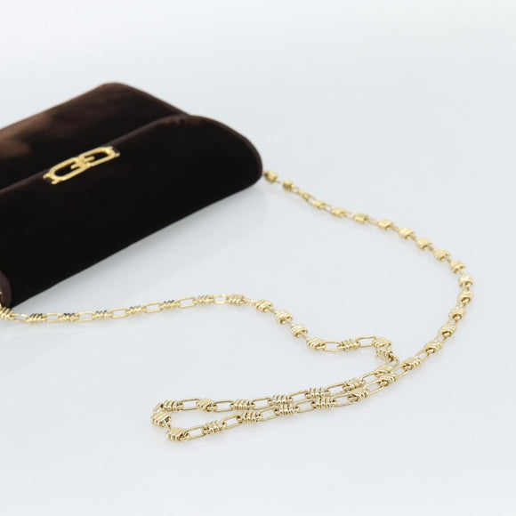 GUCCI Chain Shoulder Bag Velor Brown Gold Auth 186050A