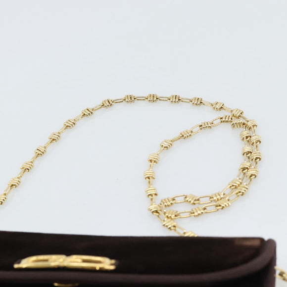 GUCCI Chain Shoulder Bag Velor Brown Gold Auth 186050A