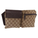 GUCCI GG Canvas Waist bag Beige Silver 28566 Auth 186052-1