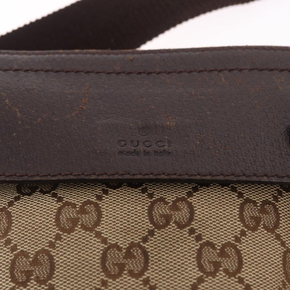 GUCCI GG Canvas Waist bag Beige Silver 28566 Auth 186052