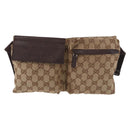 GUCCI GG Canvas Waist bag Beige Silver 28566 Auth 186052-13