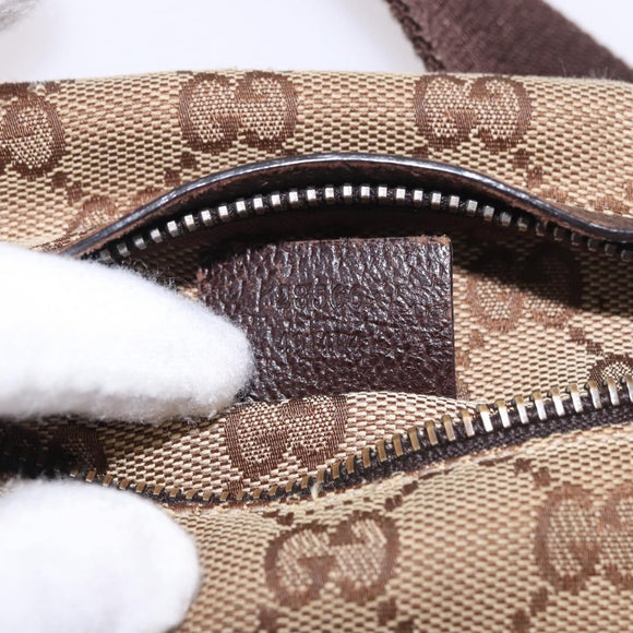 GUCCI GG Canvas Waist bag Beige Silver 28566 Auth 186052