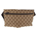 GUCCI GG Canvas Waist bag Beige Silver 28566 Auth 186052-2