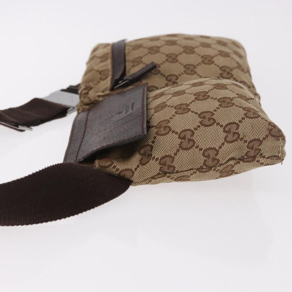 GUCCI GG Canvas Waist bag Beige Silver 28566 Auth 186052