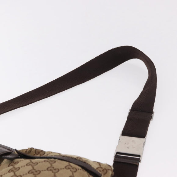 GUCCI GG Canvas Waist bag Beige Silver 28566 Auth 186052