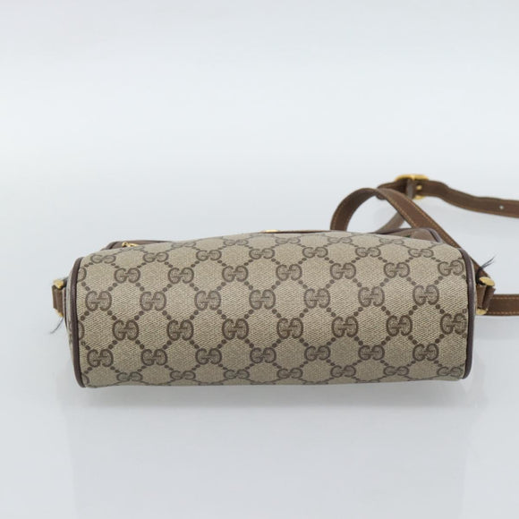 GUCCI GG Supreme Web Sherry Line Shoulder Bag PVC Beige Gold Auth 186057