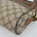 GUCCI GG Supreme Web Sherry Line Shoulder Bag PVC Beige Gold Auth 186057-10