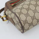 GUCCI GG Supreme Web Sherry Line Shoulder Bag PVC Beige Gold Auth 186057-14