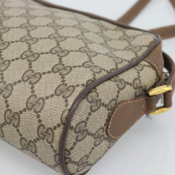 GUCCI GG Supreme Web Sherry Line Shoulder Bag PVC Beige Gold Auth 186057