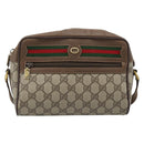 GUCCI GG Supreme Web Sherry Line Shoulder Bag PVC Beige Gold Auth 186057-13