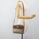GUCCI GG Supreme Web Sherry Line Shoulder Bag PVC Beige Gold Auth 186057-22