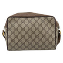 GUCCI GG Supreme Web Sherry Line Shoulder Bag PVC Beige Gold Auth 186057-2