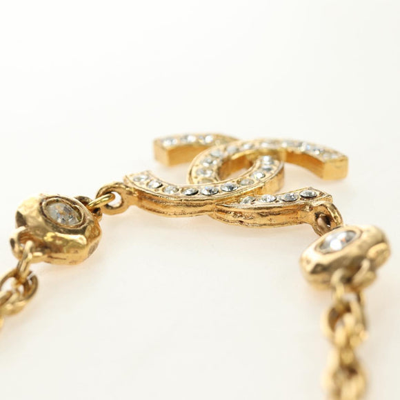CHANEL COCO Mark Necklace metal Gold Tone CC Auth 186060M