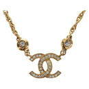 CHANEL COCO Mark Necklace metal Gold Tone CC Auth 186060M-1