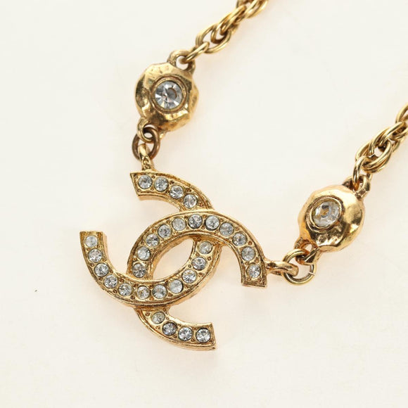 CHANEL COCO Mark Necklace metal Gold Tone CC Auth 186060M