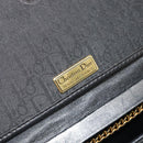 Christian Dior Trotter Canvas Chain Shoulder Bag Black Gold Auth 186061A-11