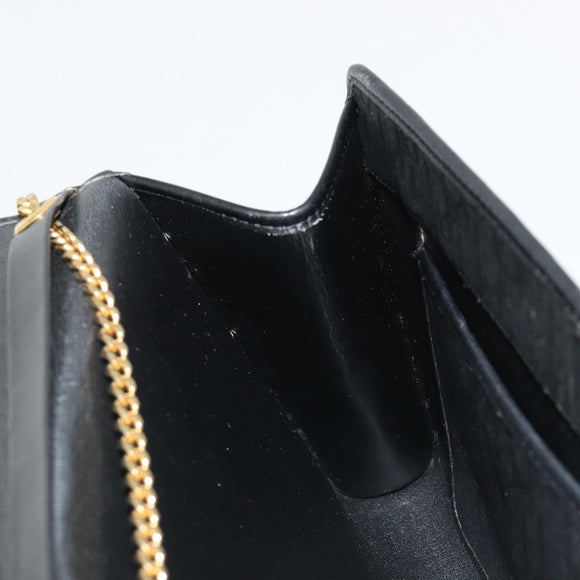 Christian Dior Trotter Canvas Chain Shoulder Bag Black Gold Auth 186061A