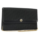 Christian Dior Trotter Canvas Chain Shoulder Bag Black Gold Auth 186061A-1